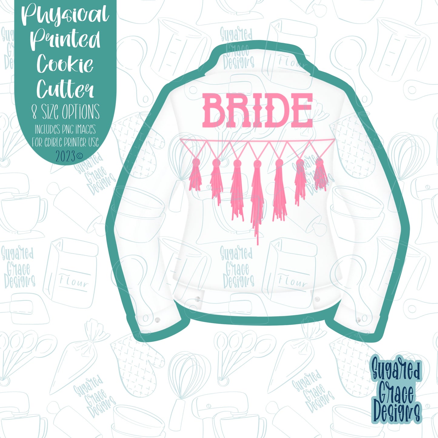 Bride jacket cookie cutter with png image for edible printers including Eddie