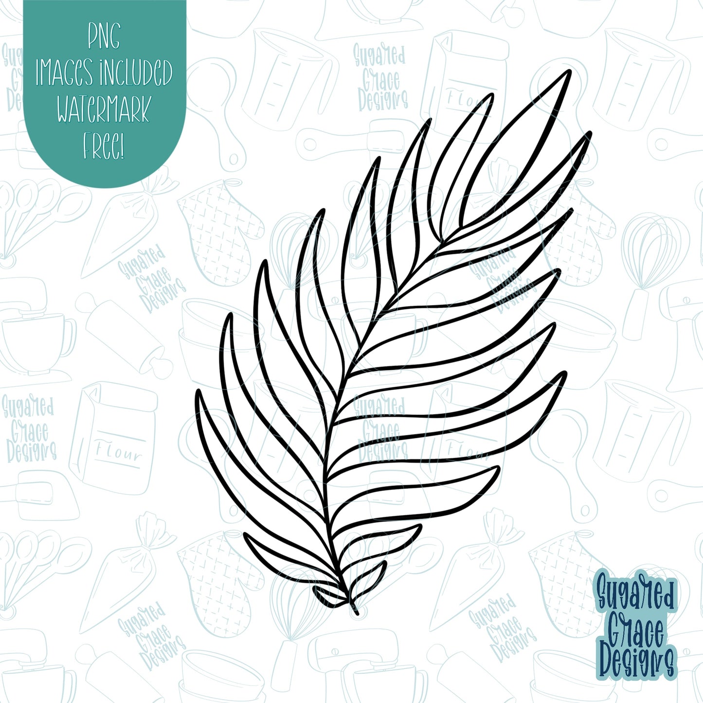 Easter Palm Leaf Cookie Cutter with Matching PNG Images for Edible Ink Printers Including Eddie