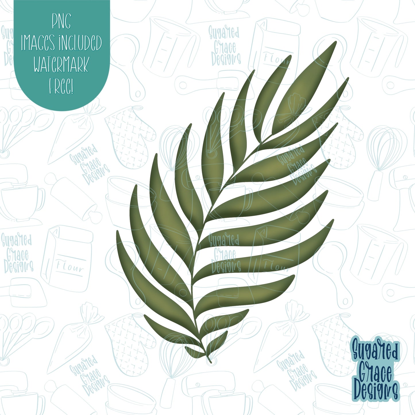 Easter Palm Leaf Cookie Cutter with Matching PNG Images for Edible Ink Printers Including Eddie