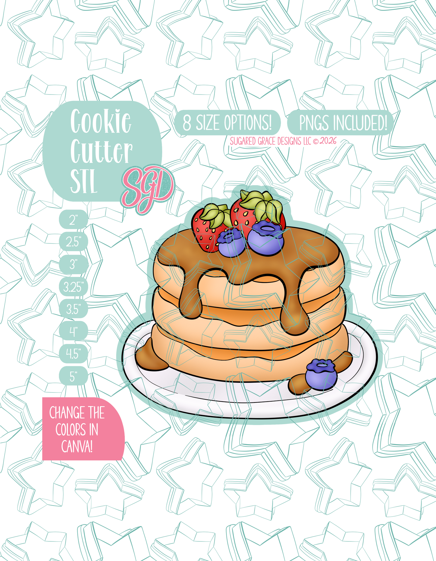 Pancakes Cookie Cutter STL and PNG set