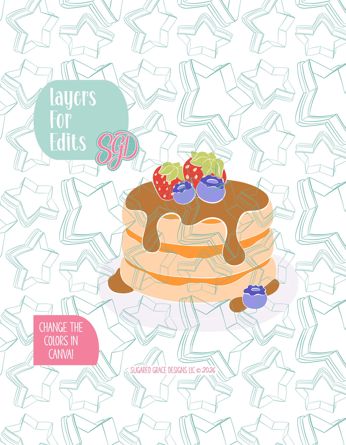 Pancakes Cookie Cutter STL and PNG set