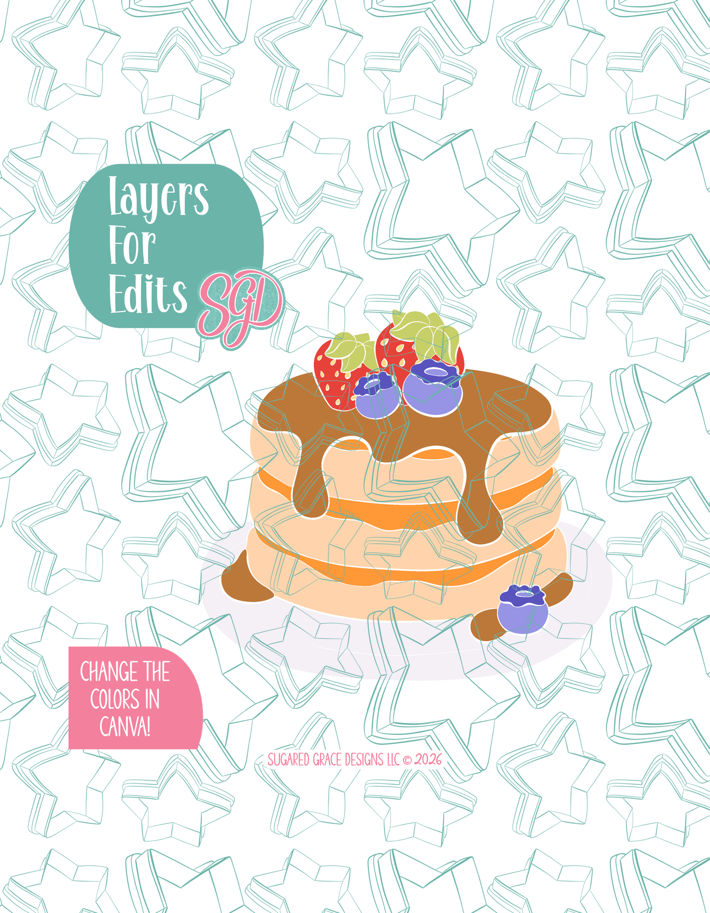 Pancakes Cookie Cutter with matching PNG