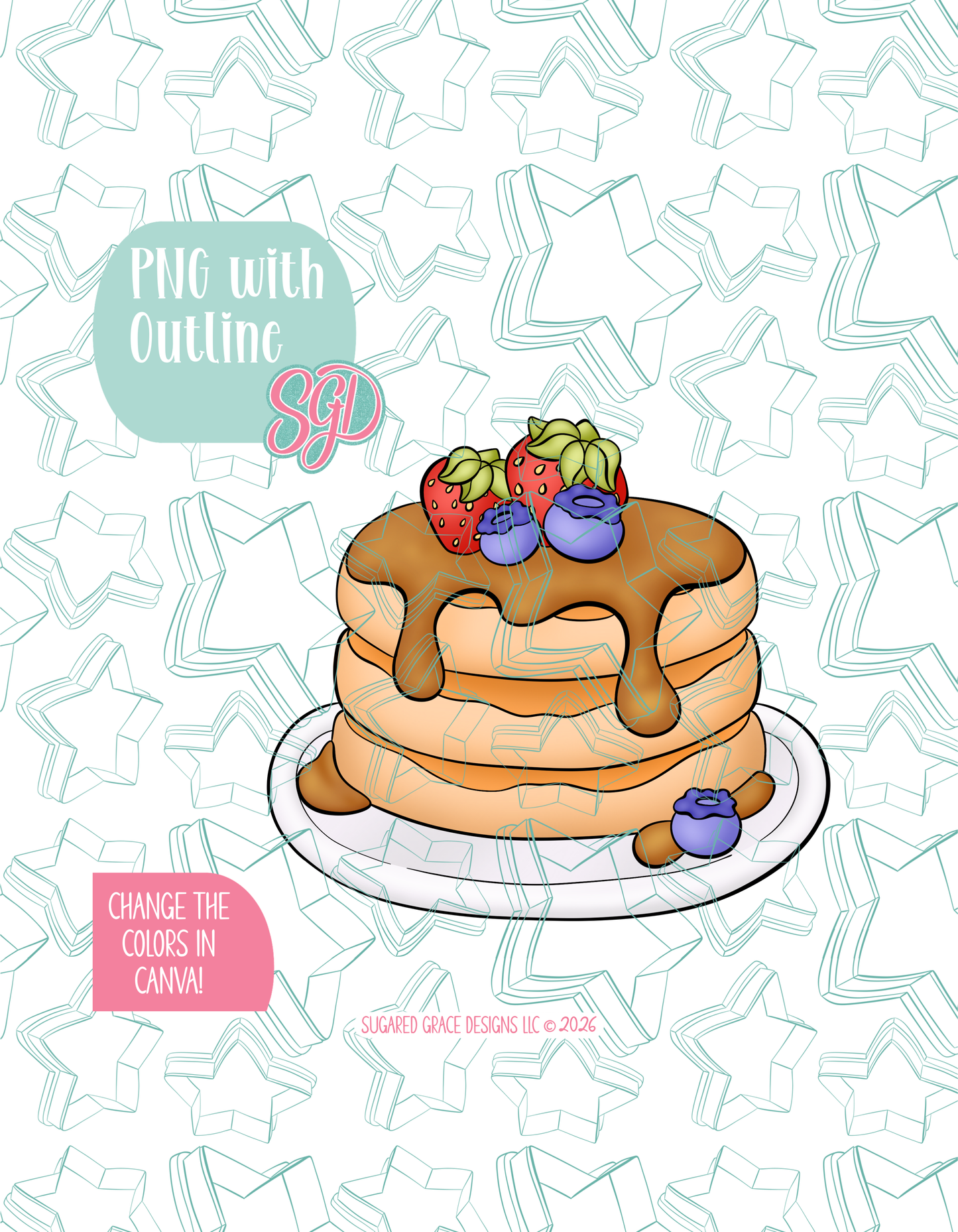 Pancakes Cookie Cutter STL and PNG set