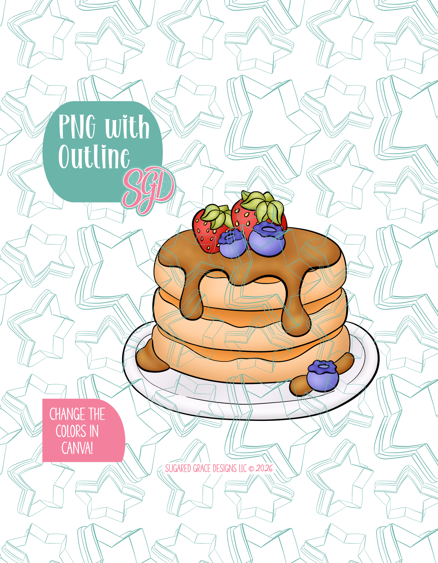 Pancakes Cookie Cutter with matching PNG