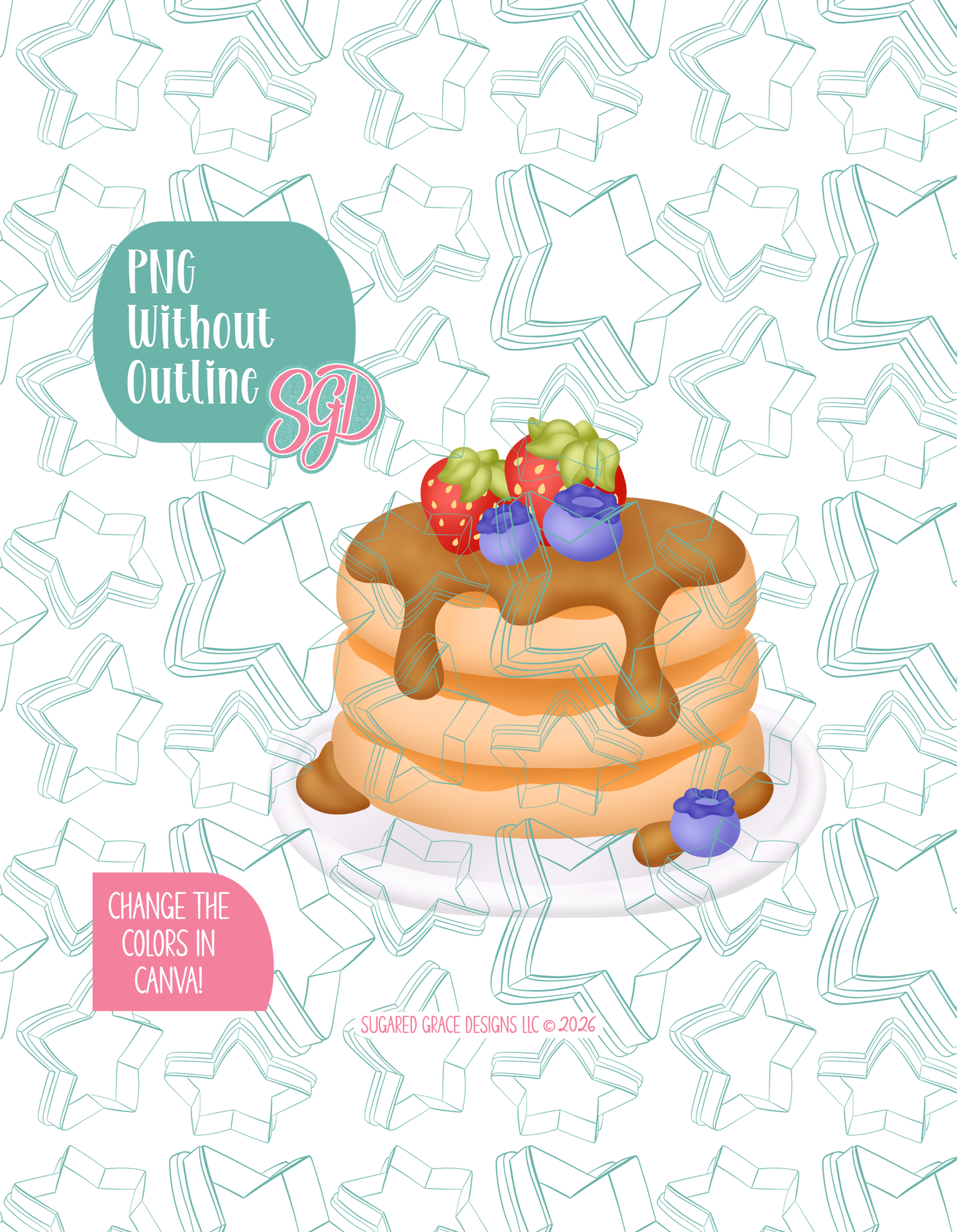 Pancakes Cookie Cutter with matching PNG