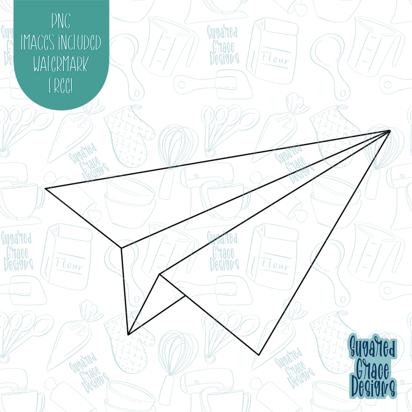 Paper Airplane Cookie Cutter with Matching PNG Images for Edible Ink Printers Including Eddie