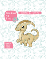 Yellow Parasaur Dinosaur PNG Image Set for Edible Ink Printers - Hand Drawn Editable Graphic