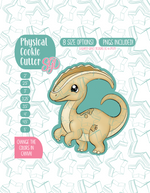 Yellow Parasaurolophus Dinosaur Cookie Cutter with PNG Images to Match - Hand Drawn Graphics for Edible Ink Printers
