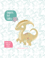 Yellow Parasaurolophus Dinosaur Cookie Cutter with PNG Images to Match - Hand Drawn Graphics for Edible Ink Printers
