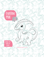 Yellow Parasaur Dinosaur PNG Image Set for Edible Ink Printers - Hand Drawn Editable Graphic