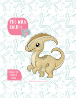 Yellow Parasaur Dinosaur PNG Image Set for Edible Ink Printers - Hand Drawn Editable Graphic