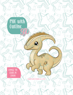 Yellow Parasaurolophus Dinosaur Cookie Cutter with PNG Images to Match - Hand Drawn Graphics for Edible Ink Printers