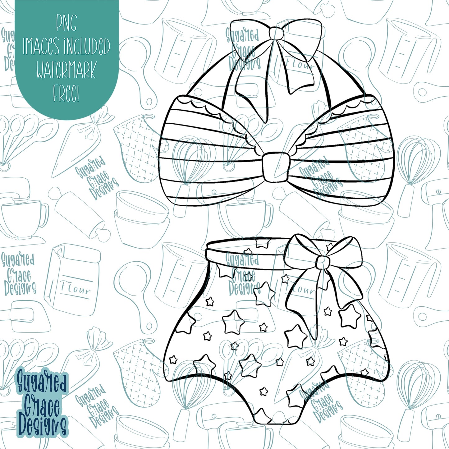 4th of July Patriotic Bikini Cookie Cutter with Matching Printable PNG Images for Edible Ink Printers Including Eddie
