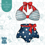 4th of July Patriotic Bikini Cookie Cutter with Matching Printable PNG Images for Edible Ink Printers Including Eddie