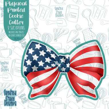 Red, White, and Blue Patriotic Bow Cookie Cutter with Matching Printable PNG Images for Edible Ink Printers Including Eddie