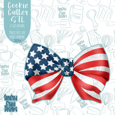 4th of July Patriotic Bow Cookie Cutter STL Files for 3D Printing with Matching Printable PNG Images for Edible Ink Printers Including Eddie