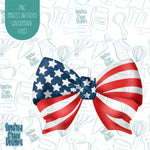 Red, White, and Blue Patriotic Bow Cookie Cutter with Matching Printable PNG Images for Edible Ink Printers Including Eddie