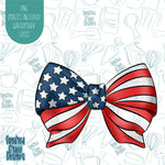 Red, White, and Blue Patriotic Bow Cookie Cutter with Matching Printable PNG Images for Edible Ink Printers Including Eddie