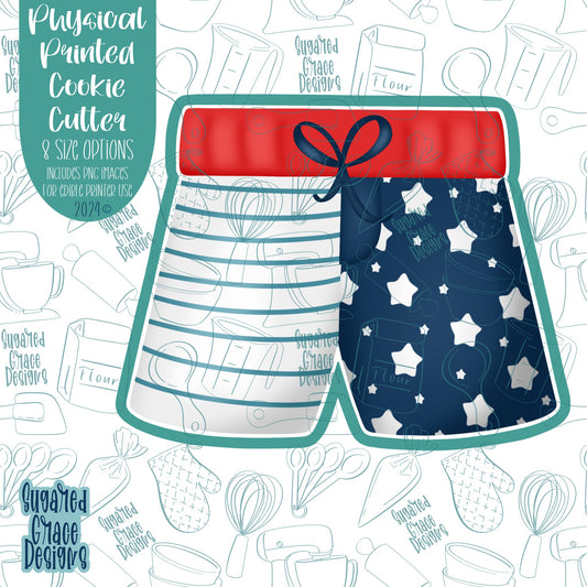 4th of July Patriotic Swim Trunks Cookie Cutter with Matching Printable PNG Images for Edible Ink Printers Including Eddie