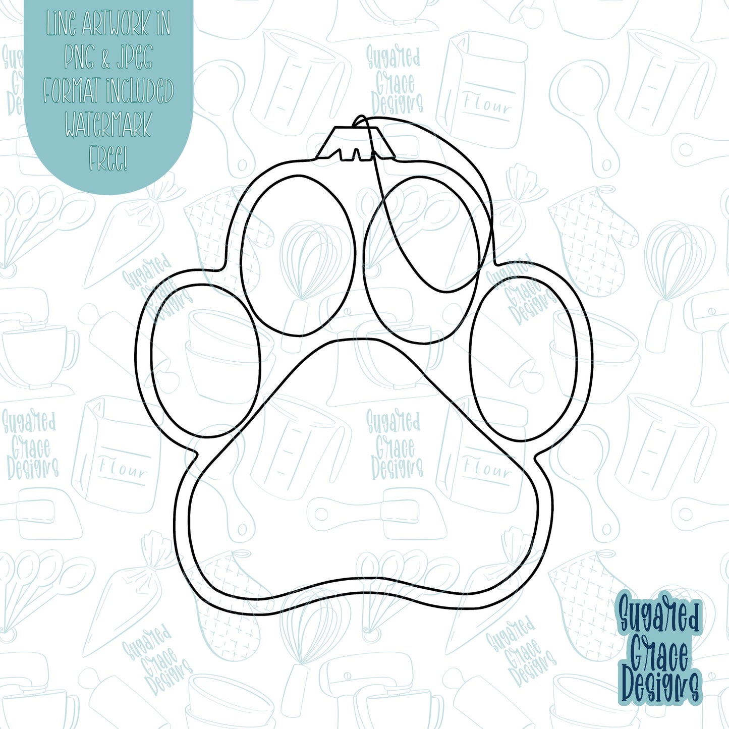 Paw ornament cookie cutter stl files with png images for edible printers including Eddie