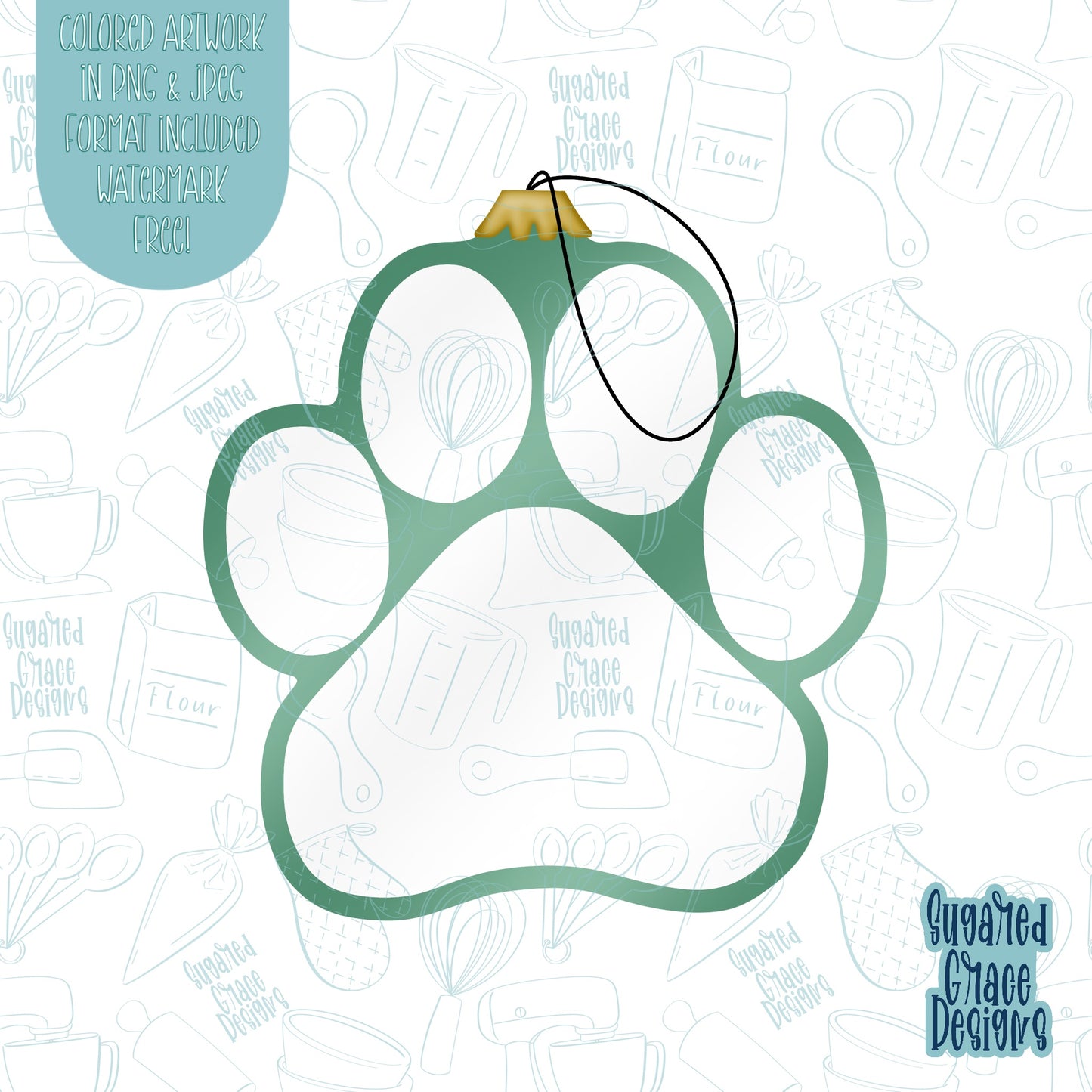 Paw ornament cookie cutter stl files with png images for edible printers including Eddie