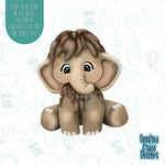 Baby mammoth cookie cutter with png image for edible printers including Eddie