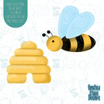 Bee and Hive cookie cutters with png images for edible printers including Eddie