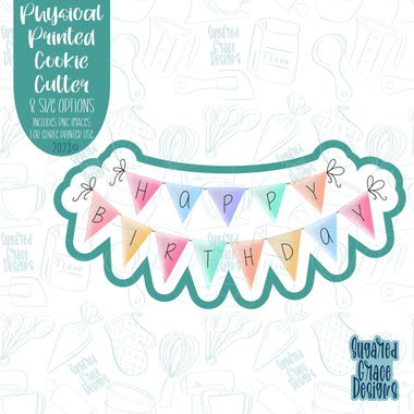 Birthday banner cookie cutter with png images for edible printers including Eddie