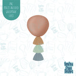 Boho birthday balloon with tassels cookie cutter with png images for edible printers including Eddie