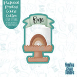 Boho birthday cake with banner cookie cutter with png images for edible printers including eddie