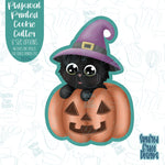 Halloween Cat in Pumpkin cookie cutter with png image for edible printers including Eddie