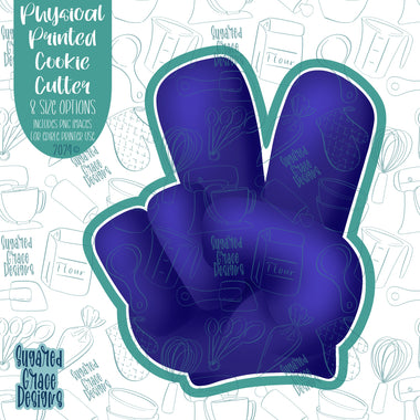 Peace Wave Hand Sign cookie Cutter with Matching Printable PNG Images for Edible Ink Printers Including Eddie