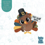 Eat More Ham Thanksgiving Pilgrim Turkey cookie cutter with png image for edible printers including Eddie