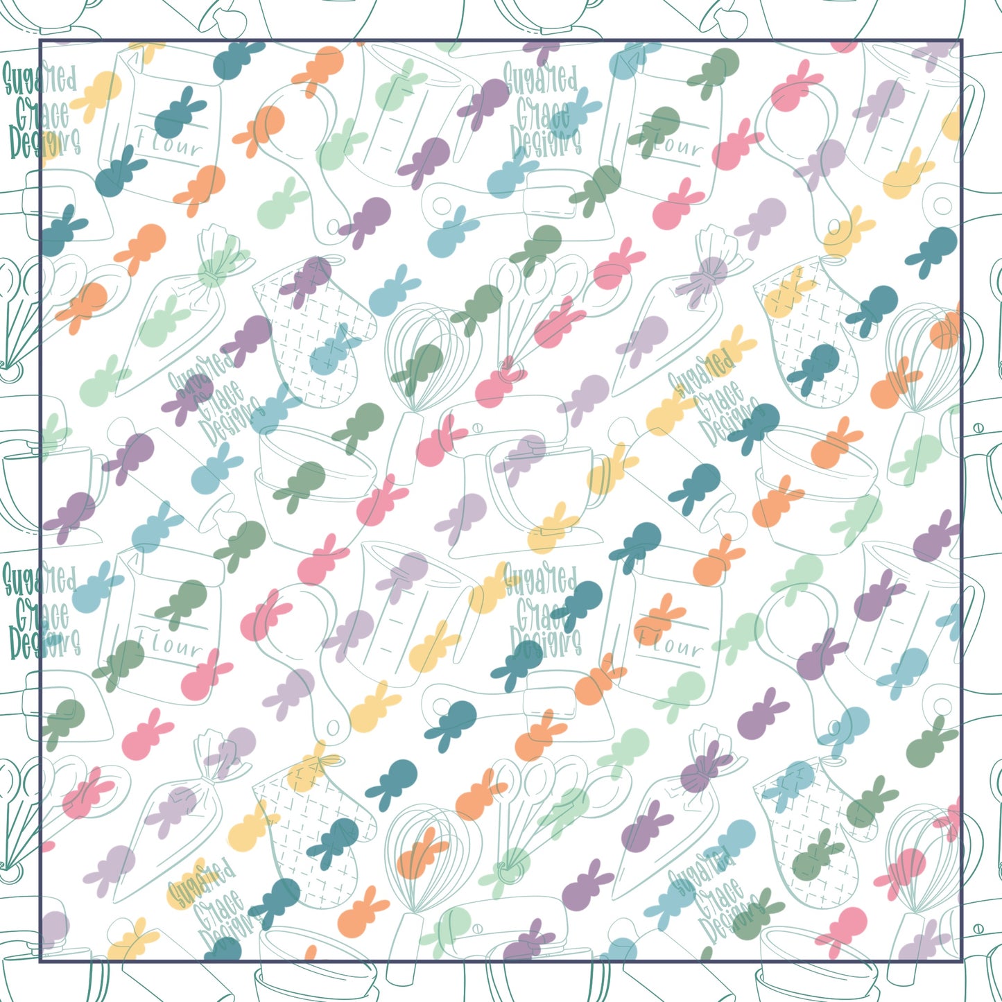 Easter Pattern Cookie Backers Set of 5 in PDF file format with 11 sizes to choose from - Hand Drawn packaging for bags and boxes