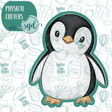 Full Body Arctic Penguin Cookie Cutter with PNG Images to Match - Hand Drawn Graphics for Edible Ink Printers - Winter Cookie Ideas for Bakers