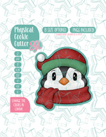Christmas Penguin Cookie Cutter with PNG Images to Match - Hand Drawn Graphics for Edible Ink Printers