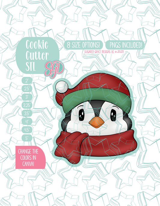 Christmas Penguin Cookie Cutter STL File with PNG Images to Match - For 3D Printing and Edible Ink Printers