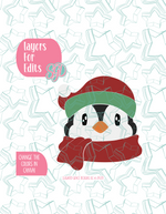 Christmas Penguin PNG Image Set for Edible Ink Printers - Hand Drawn Editable Graphics