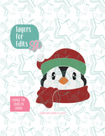 Christmas Penguin Cookie Cutter with PNG Images to Match - Hand Drawn Graphics for Edible Ink Printers