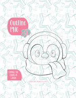 Winter Penguin PNG Image Set for Edible Ink Printers - Hand Drawn Editable Graphics