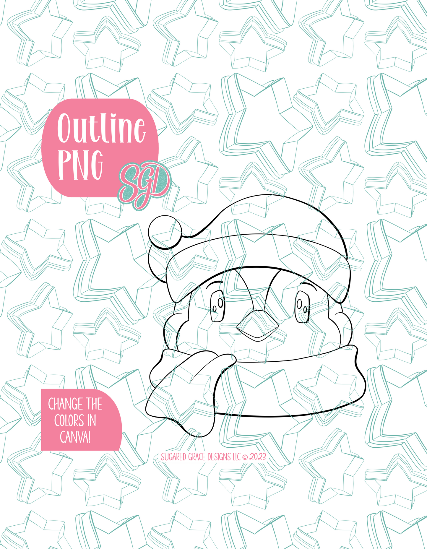 Christmas Penguin PNG Image Set for Edible Ink Printers - Hand Drawn Editable Graphics