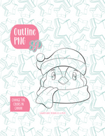 Christmas Penguin PNG Image Set for Edible Ink Printers - Hand Drawn Editable Graphics