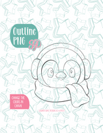 Winter Penguin Cookie Cutter with PNG Images to Match - Hand Drawn Graphics for Edible Ink Printers