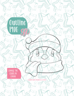 Christmas Penguin Cookie Cutter with PNG Images to Match - Hand Drawn Graphics for Edible Ink Printers