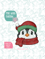 Christmas Penguin Cookie Cutter with PNG Images to Match - Hand Drawn Graphics for Edible Ink Printers