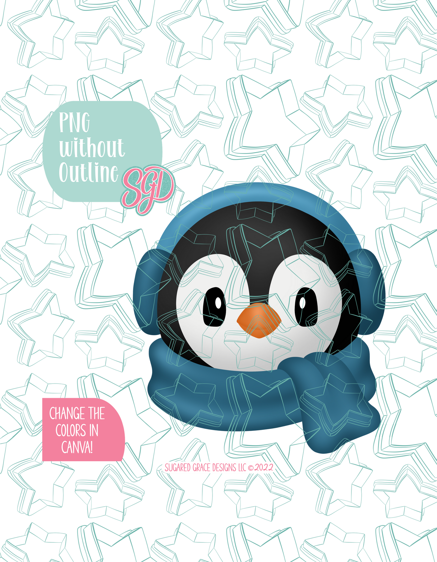 Winter Penguin Cookie Cutter STL File with PNG Images to Match - For 3D Printing and Edible Ink Printers