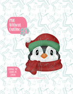 Christmas Penguin PNG Image Set for Edible Ink Printers - Hand Drawn Editable Graphics