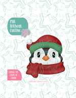 Christmas Penguin Cookie Cutter with PNG Images to Match - Hand Drawn Graphics for Edible Ink Printers