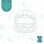 Front facing Football Helmet cookie cutter with png images for edible printers including Eddie