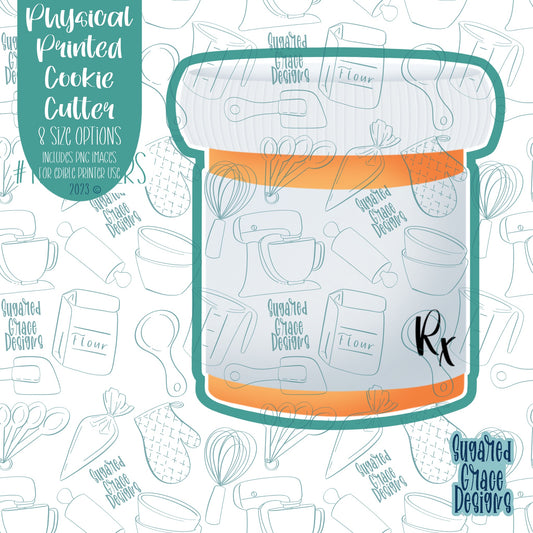Prescription Pill Bottle Cookie Cutter with Matching PNG Images for Edible Ink Printers Including Eddie